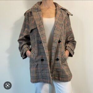 Zara Plaid Hooded Trench Coat  XSmall overd